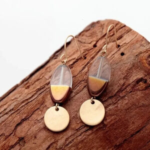 New Boho 14k Geometric Beaded Dangle Earrings